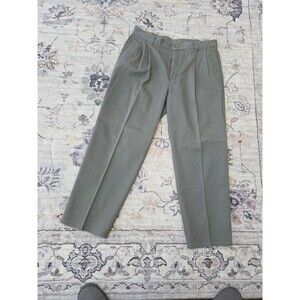 #340 Haggar Pants Men 38x29 Green Chino Casual Zip Fly 100% Cotton